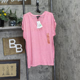 Jessica Simpson Womens Cold Shoulder Burnout Lightweight Shirt Top Pink L