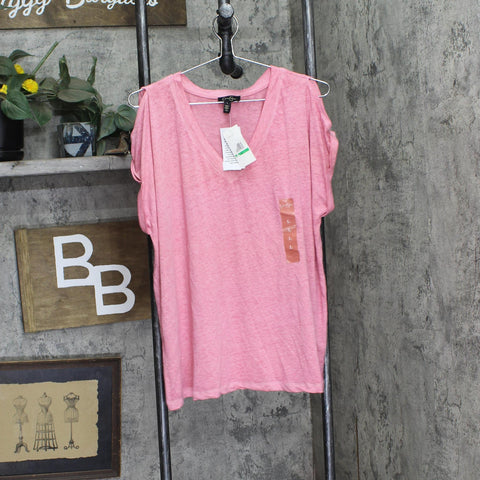 Jessica Simpson Womens Cold Shoulder Burnout Lightweight Shirt Top Pink L