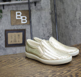 Ecco Womens Soft 7 Woven Slip On 2.0 Sneaker White / Gold EUR 38 (US 7-7.5)