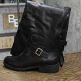 Sun + Stone Anyaa Wide-Calf Buckled Over-the-Knee Boots Black 8.5M-WC