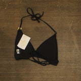 Becca Womens Modern Edge Textured Rib Halter Bikini Top 543857 Black M