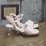 Kenneth Cole Reaction Girls Cinderella Shine Block Heel Sandals Blush Pink 12