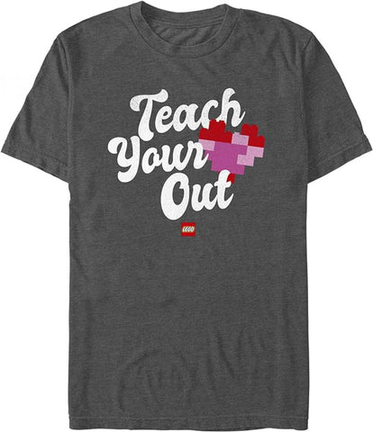 Fifth Sun Lego Iconic Teach Your Heart Out Young Mens Tee Shirt  Gray XS
