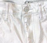 Art Class Girls High-Rise Baggy Metallic Wide Leg Denim Pant Silver Gray 12