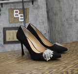 INC International Concepts Womens Saija Pumps Embellished Black Microsuede 8.5M
