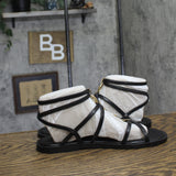 Guess Womens Grunge Gladiator Ornamented Flat Strappy Sandal GWGRUNGE Black 10M