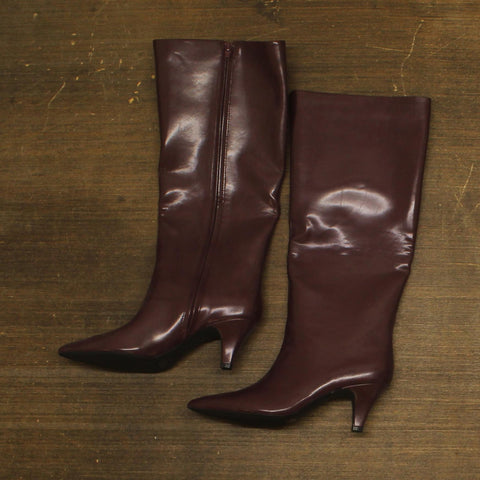 Alfani Padded Pointed Toe Kitten Heel Zip-Up Dress Boots Bordeaux Red 7M