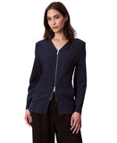 Calvin Klein Womens Stretch Crepe Zip Front Jacket 44C442G Dark Sapphire Blue L