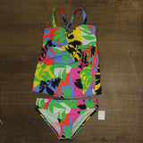 Motherhood Maternity 2-Piece Tankini Swimsuit Set Tropical Floral Blue Multi S