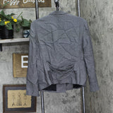 AK Anne Klein Stretch Wool 1-Button Lightweight Blazer Jacket Black Gingham 16