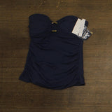 Bleu Rod Beattie Draped Bandini Swimsuit Top with Ring Detail Midnight Blue 8