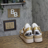 Lifestride Womens Grandiose Wedge Sandals J8203S2 Gold Yellow 8.5W