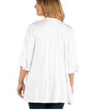 24seven Comfort Apparel Front Elbow Length Sleeve Plus Size Cardigan White XL