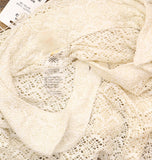 PQ Blake Button Down Crochet Cover Up Shirt Biscotti Off White Lurex M/L