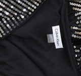 Calvin Klein Womens Embellished Sequinned Velvet Shift Dress Black / Silver 4