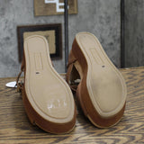 Giani Bernini Womens Ellenaa Nubuck Wedge Sandals 10011734900 Cognac Brown 6M