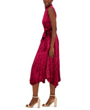 Tahari Asl Womens Velvet Pleated Midi Dress 2AM193-T2 Wild Berry Purple Pink 8