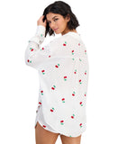 Miken Cherry Embroidered Button-Down Cover-Up Shirt I2992PUXH White Multi L