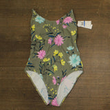 Salt + Cove Juniors Floral-Print One-Piece Swimsuit 806995 Sage Green XL