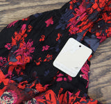Free People Womens Venice Floral Tie Front Top OB1434186 Night Combo Red Black L