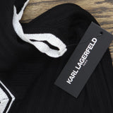 Karl Lagerfeld Paris Womens Lace-Trim Sweater Tank Top Black / Soft White XL