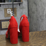Sun + Stone Womens Reemaa Peep Toe Block Heel Platform Sandals Red 9M