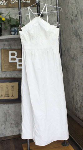 Aqua Womens Cotton Smocked Sleeveless Dress AQ08-01 White S