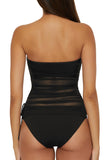 Becca Womens Bandeau Muse Tankini Mesh Top Swim 733557 Black XL