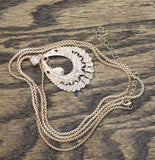 Chic Ornate Teardrop Pendant Round Box Chain Necklace Rose Gold / Clear 37" + 4"