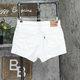 Levis Womens 501 Original Shorts Button Fly Jean Jorts Disco Nights White 30