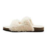 Auden Womens Jane Two Band Buckle Slide Slippers 91308535 Cream Off White 9M