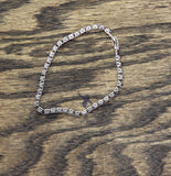 Cut Crystal Tennis Bracelet with Safety Clasp Silver Gray / Clear 7"