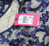 Vince Camuto Womens Embroidered Sequin Sleeveless Gown VC2M3364-410 Navy Blue 10