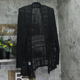 Belldini Womens Fashion Crochet Long Sleeve Knit Cardigan Sweater Black 1X