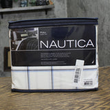 Nautica Cotton Percale 4-Piece Windowpane Sheet Set Plot Blue / White Full