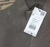 Mango Mens Ribbed 1/4 Zip Pullover Preppy High Neck Sweater Green M