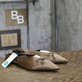 A New Day Camille Satin Slingback Bow Flats 94648294 Taupe Brown 8M