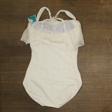 Coco Contours Womens Agate Ruffle Bandeau One Piece Swimsuit White 12 / 36D