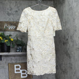 Eliza J Womens Sequin-Lace Puff-Shoulder Dress EJ4M3436 Ivory Off White 6