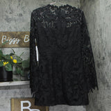 Aqua Womens Ido Long Sleeve Lace Mini Dress IDO14371 Black S