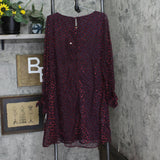 Taylor Womens Velvet-Dot Shift Dress 9915M Wine Red 14