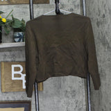 Ann Taylor Womens Silk Blend Evening Open Front Jacket Green L