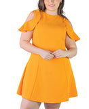 24seven Comfort Apparel Size Ruffle A-line Knee Length Dress Peach Orange 3X