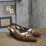 A New Day Tabitha Oversized Chain Slingback Heels 94305248 Brown 8.5M