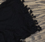 American Rag Juniors Crochet-Trim Cold-Shoulder Blouse Shirt Top Classic Black S
