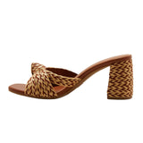 Universal Thread Aaliyah Raffia Strappy Knot Sandal Heels Cognac Brown 7.5M