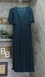 SLNY Womens Lurex Surplice Neck Pleated Dress 9128105 Spruce Green 4