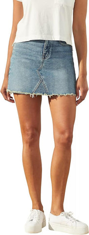 Upwest Womens Frayed Denim Skirt Medium Denim Blue 10