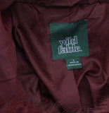 Wild Fable Short Faux Fur Jacket with Hook Closure and Shawl Collar Maroon Red L