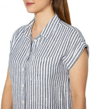 Orvis Womens Linen Blend Button Up Shirt 1758407 Blue Stripe 2XL
